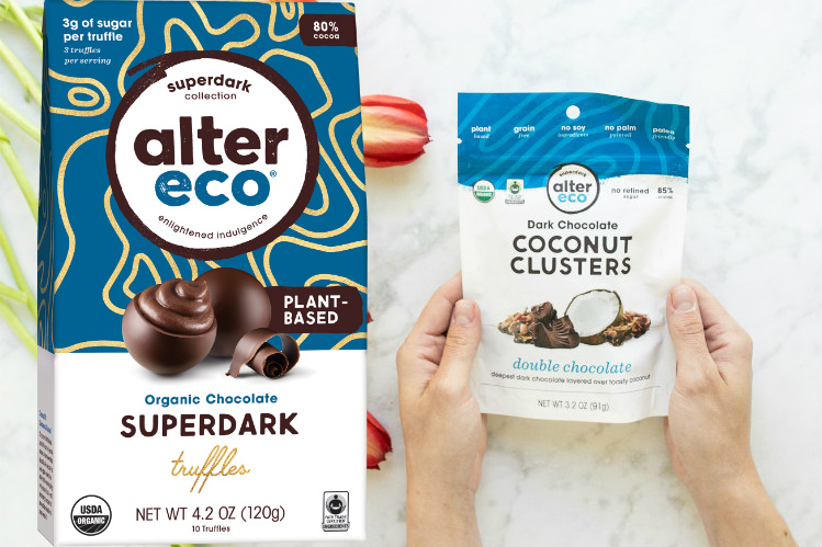 Alter Eco Organic Dark Chocolate Salted Caramel Coconut Oil Truffles 10  count bag